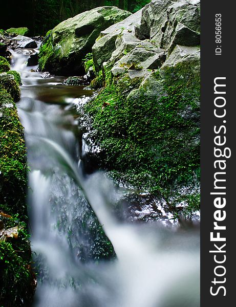 Beautiful and peaceful waterfall in the nature