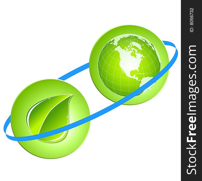 Vector green energy recycling planet earth illustration.