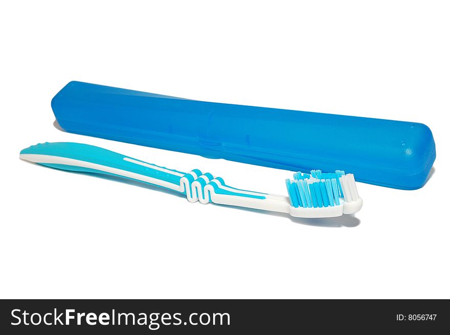 Tooth-brush and box  isolated on the white background