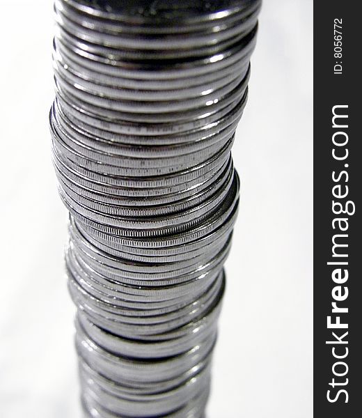 Pile folded coins. Coins stock