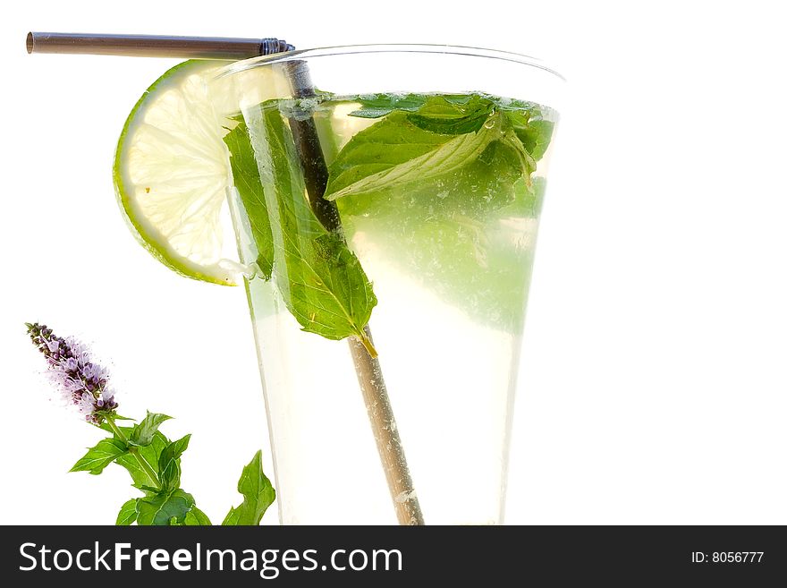 Mojito cocktail isolated on white background