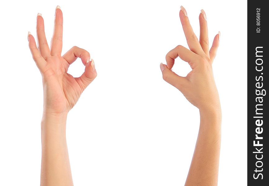 Female hands counting zero or OK