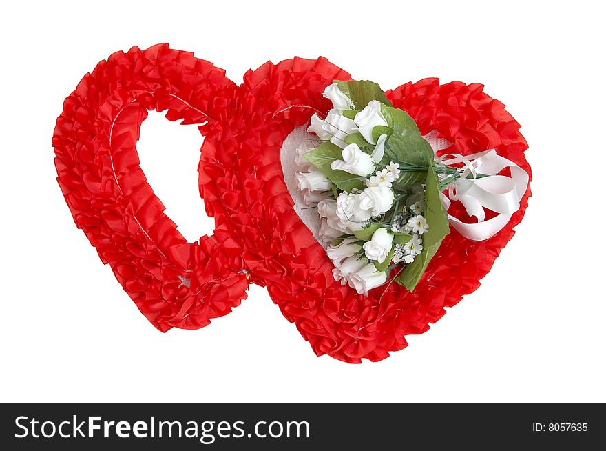 Bouquet of roses in love heart isolated on a white background. Bouquet of roses in love heart isolated on a white background.