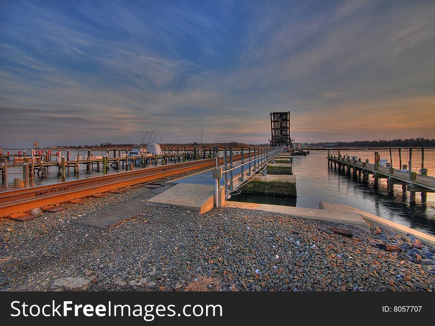 Train Tracks And Bridge HDR