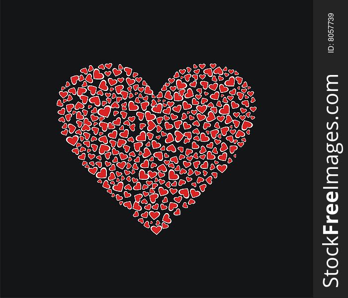 Heart shape on the black background. Heart shape on the black background