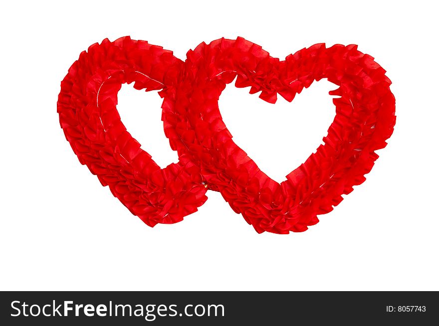 Valentine's heart with ribbon isolated on a white background. Valentine's heart with ribbon isolated on a white background.