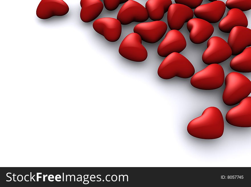 A bunch of hearts isolated on white background. A bunch of hearts isolated on white background