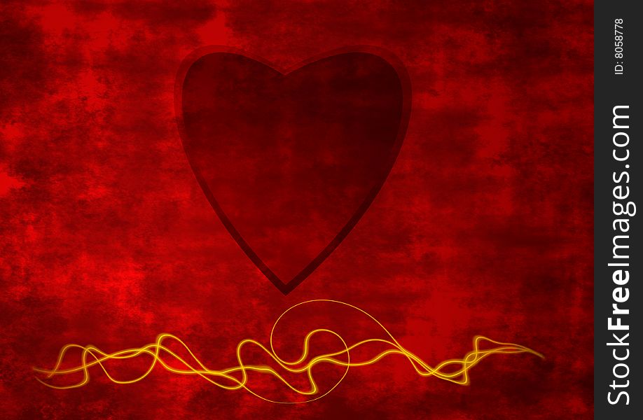 Red grunge background with heart in center of image. Red grunge background with heart in center of image