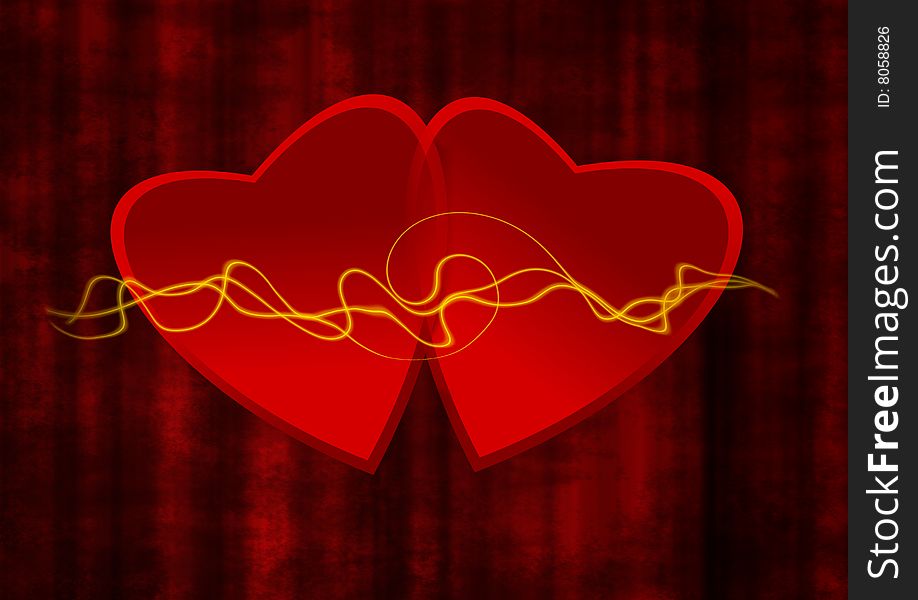 Red grunge background with heart in center of image. Red grunge background with heart in center of image