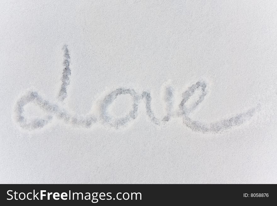 The word Love on snow