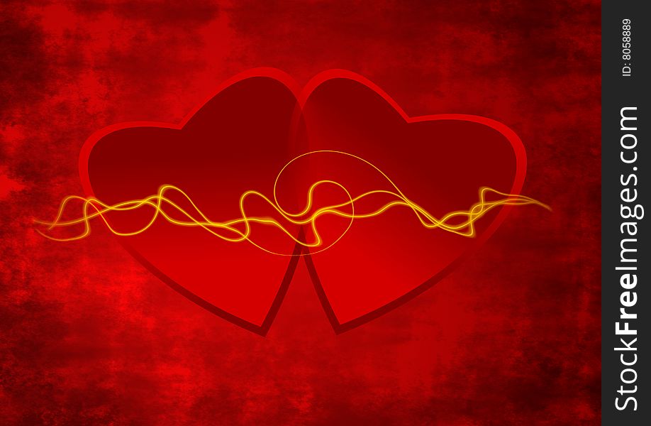 Red grunge background with heart in center of image. Red grunge background with heart in center of image