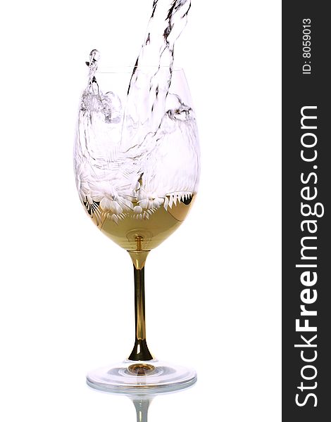 Water glass with stream and splash