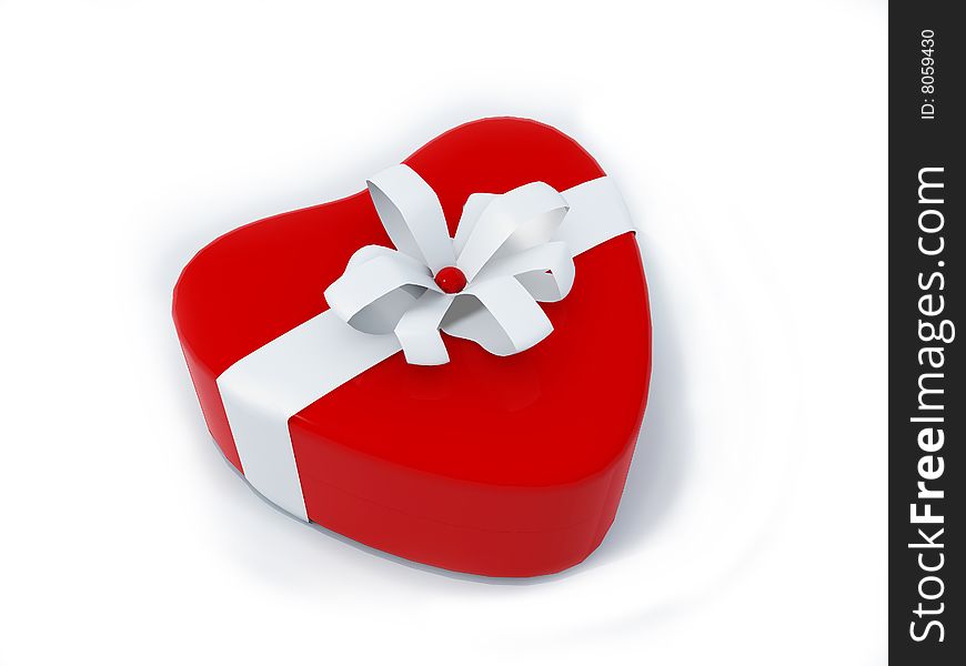 Heart shaped present box with ribbon. Heart shaped present box with ribbon