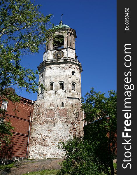 Hour tower in Vyborg near St.-Petersburg