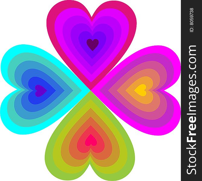 Four colorful hearts background image