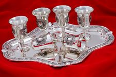 Set Of Silver Wine-glasses. Royalty Free Stock Photography Set Of Silver Wine-glasses. Royalty Free Stock Photography