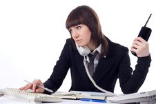 Young Beautiful Business Lady Working At A Desk. Stock Photography Young Beautiful Business Lady Working At A Desk. Stock Photography