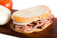 Roast Beef Sandwich On Cutting Board Stock Images