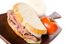 Roast Beef Sandwich On Cutting Board Stock Images