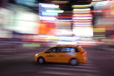 New York Yellow Taxi Speeding Through Times Square Stock Image New York Yellow Taxi Speeding Through Times Square Stock Image