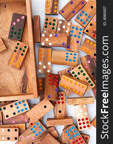 A domino game, handmade from real wood. A domino game, handmade from real wood.