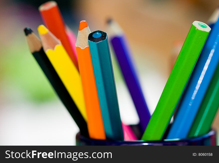 Closeup of colorful crayons symbol