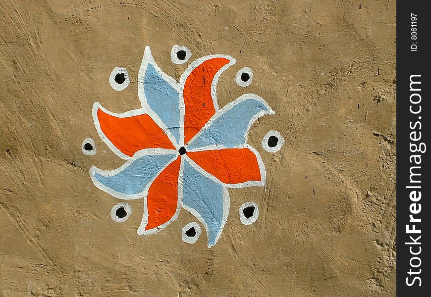 Tribal art wall painting at India. Tribal art wall painting at India.