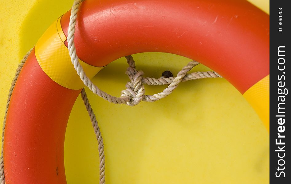 Life buoy with rope close-up