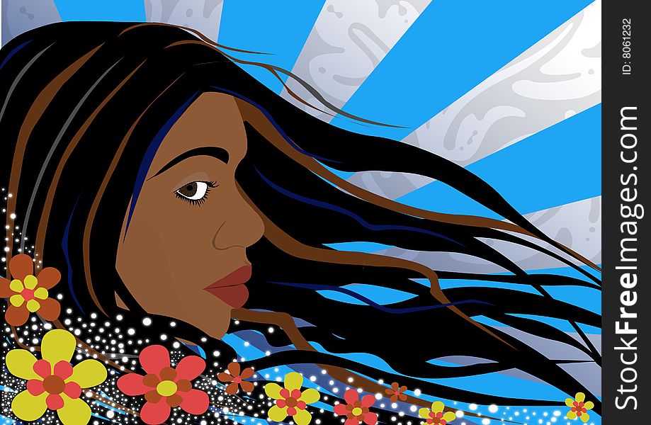 Vector girl by the successful use of the Adobe illustrator