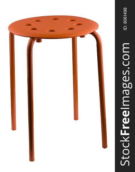 Saffron plastic stool with metal legs. Isolated on the white.