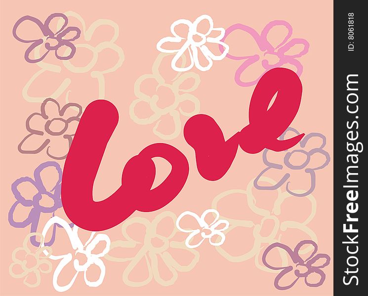 Love illustration card background flowers