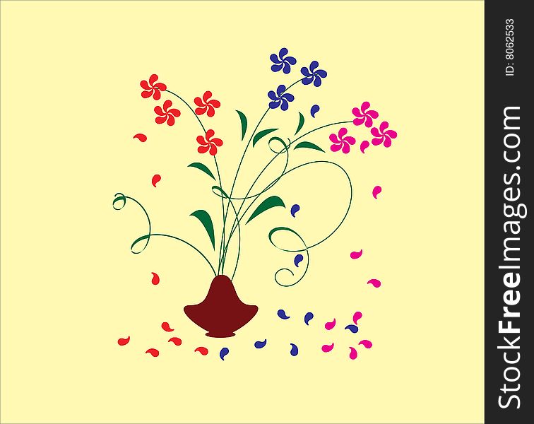 Flowers in vase on white background