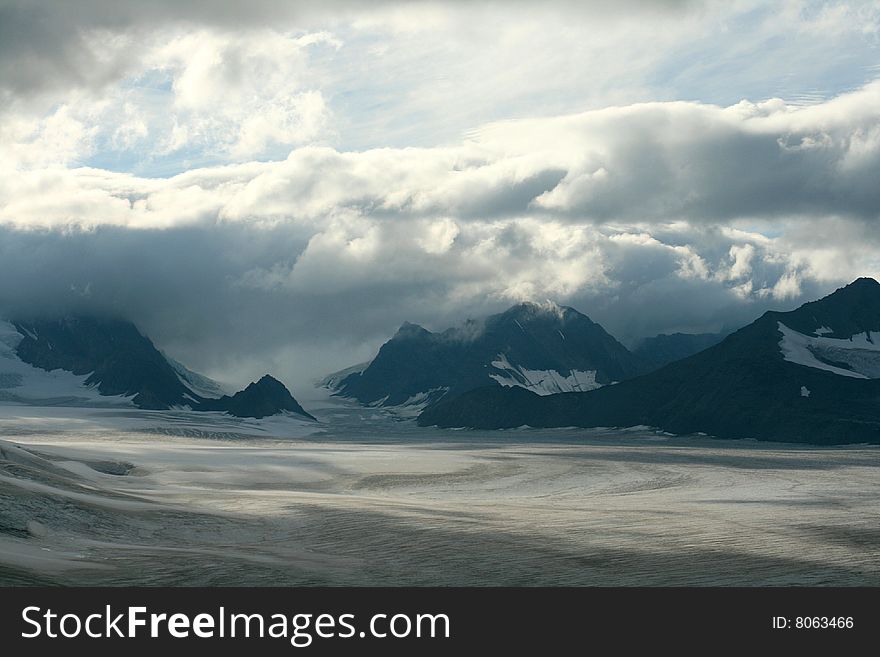 Gloomy Alasakan Glacier Near Valdez, AK. Gloomy Alasakan Glacier Near Valdez, AK