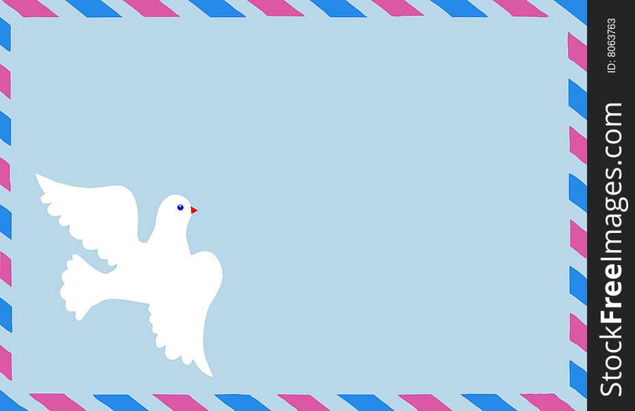 Vector illustration of the postal envelope with dove