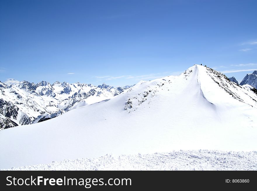 Ski resort. Caucasus Mountains. Dombaj