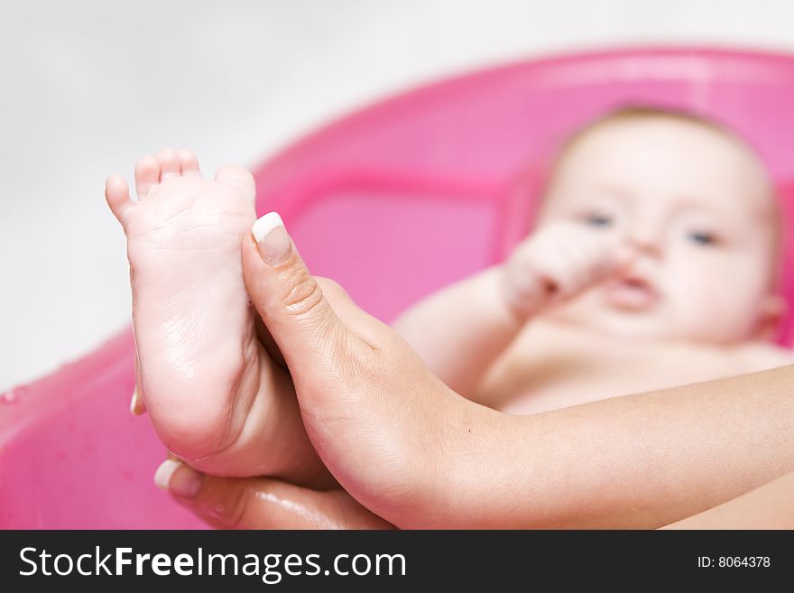 Little baby having fun in bath. Little baby having fun in bath