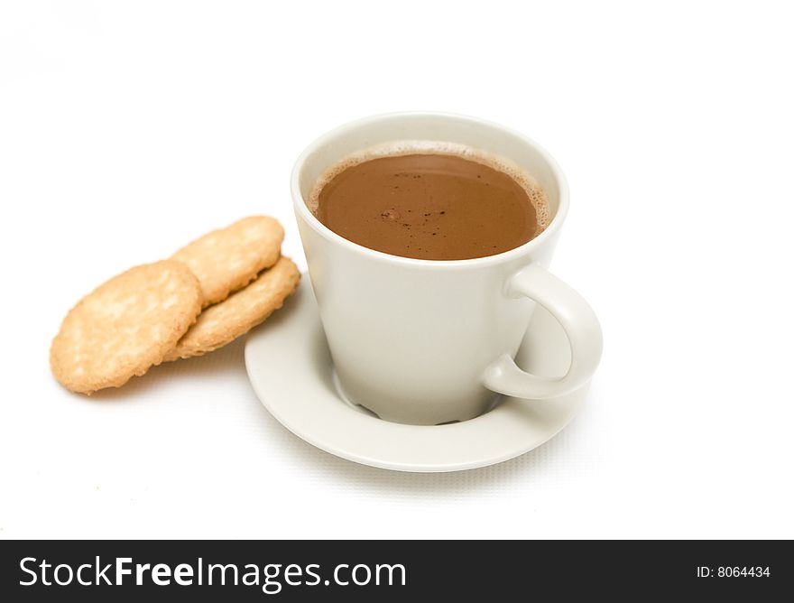 Cake and coffee on a white background. Cake and coffee on a white background