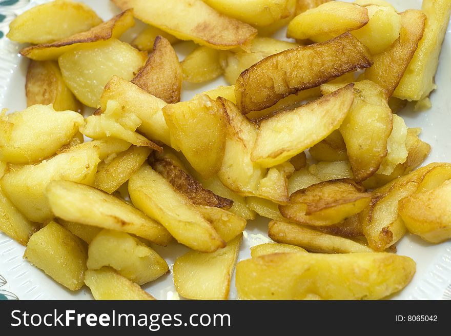 Delicious, crispy homemade French fries. Delicious, crispy homemade French fries.