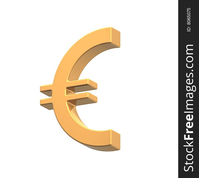 Gold Euro Sign Isolated On White