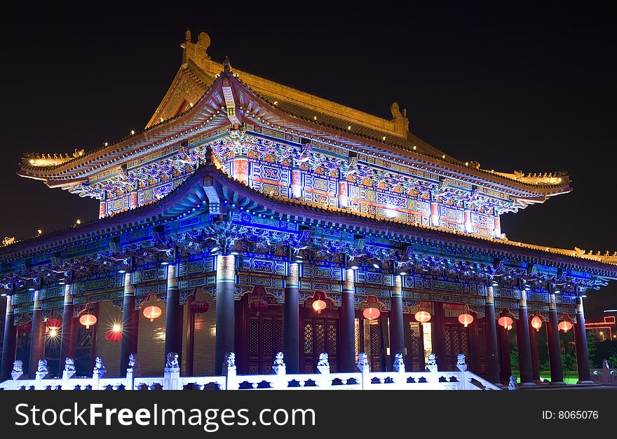People decorated the religion building with lights in the traditional festival. Spring Festival is the most important one in China even in Asia. People decorated the religion building with lights in the traditional festival. Spring Festival is the most important one in China even in Asia.