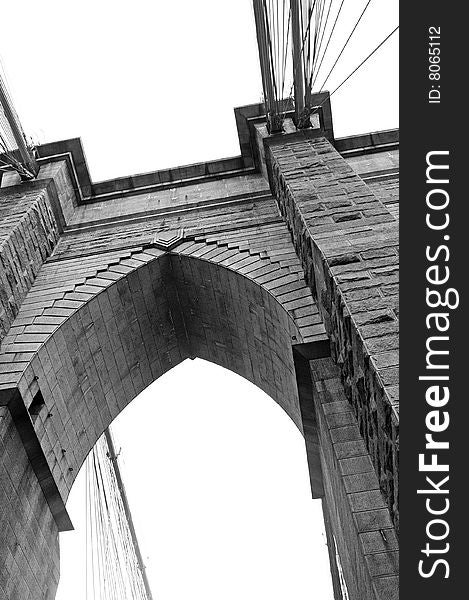 Brooklyn bridge close up  in black and white