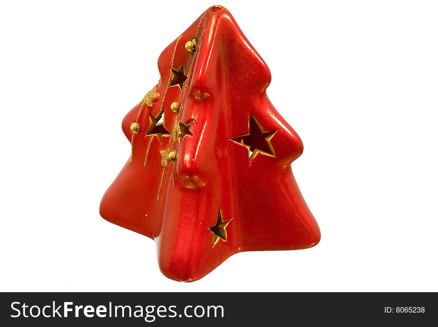 Red candlestick with stars in the walls. Stylized on Christmas tree and New Year Eve time. Red candlestick with stars in the walls. Stylized on Christmas tree and New Year Eve time.