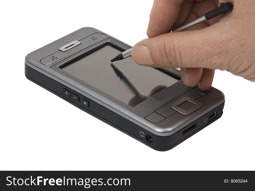 Using a modern PDA with cell phone included. Using a modern PDA with cell phone included