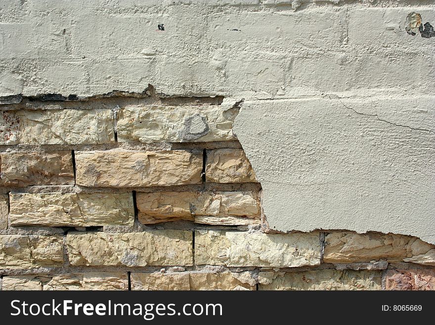 Crumbling brick wall