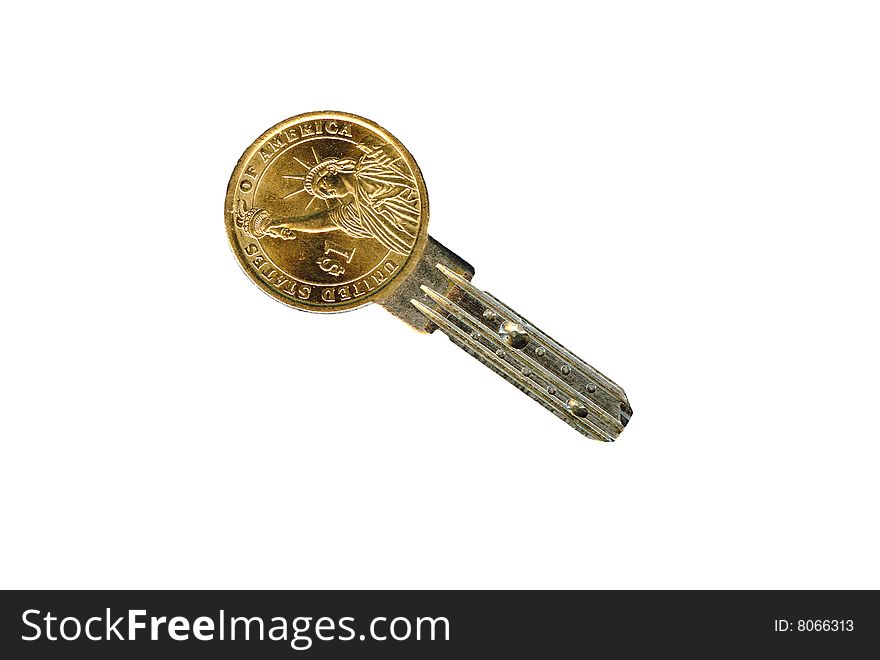 American financial latchkey isolated, on white. American financial latchkey isolated, on white.