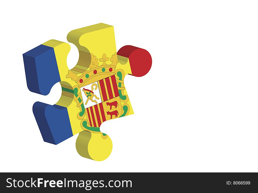 Andorra flag overlaid on to jigsaw piece. Andorra flag overlaid on to jigsaw piece