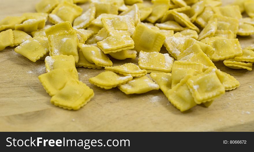 Italiana pasta filled with miced meat called ravioli. Italiana pasta filled with miced meat called ravioli