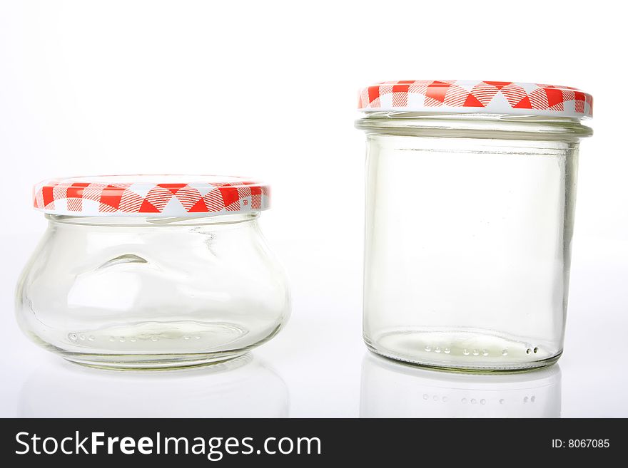 Emtpy jars, isolated on white shot in studio, put your own label on them. Emtpy jars, isolated on white shot in studio, put your own label on them