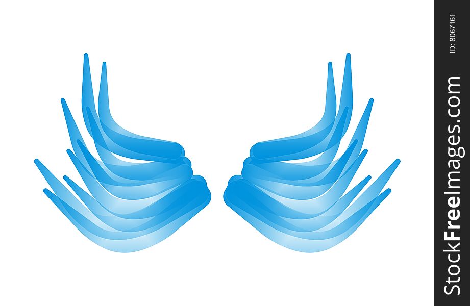 Blue vector wings in white background. Blue vector wings in white background