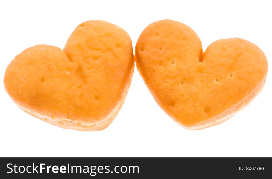 Bun in the form of heart, isolated on a white background